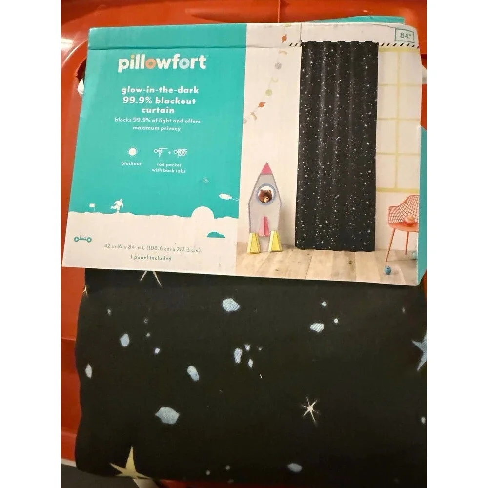 Pillowfort 42x84 Blackout Curtain Panel Beige Mini Stripe Kids Room Window